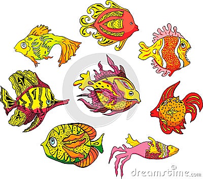 Motley tropical fish Vector Illustration