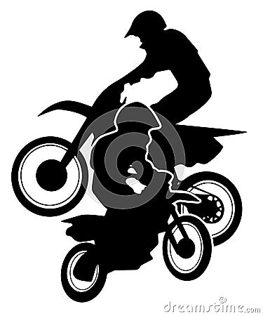 Motocross Dirt Bikes Silhouette Vector Illustration