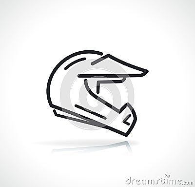 Motocross helmet thin line icon Vector Illustration