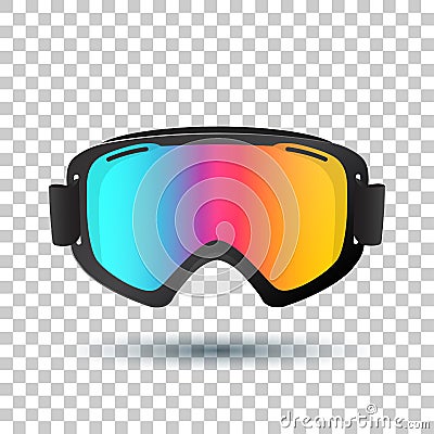 Motocross or mountain bike goggles with polarized lens islolated on transparent background. Vector Illustration. Vector Illustration