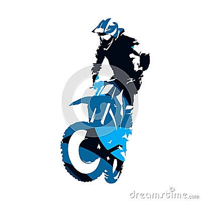 Motocross racing, abstract blue vector silhouette Vector Illustration