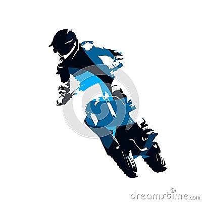 Motocross racing, abstract blue vector silhouette Vector Illustration