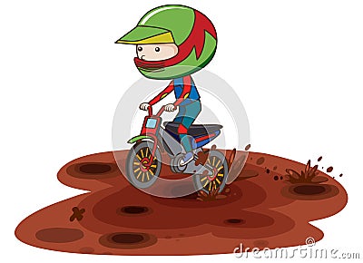 A Motocross Racing in Mud Vector Illustration