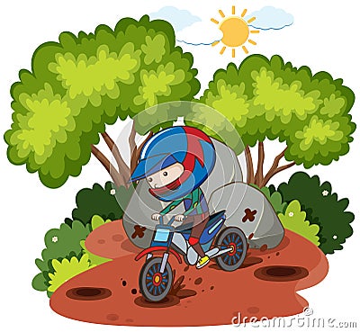 A Motocross Racing in Nautre Vector Illustration
