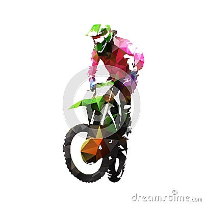 Motocross racing, polygonal motorcycle, abstract vector illustration Vector Illustration