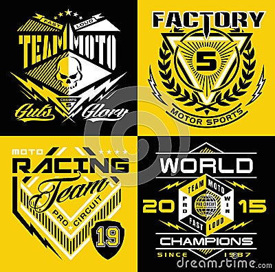 Motocross sport shield t-shirt graphics Vector Illustration