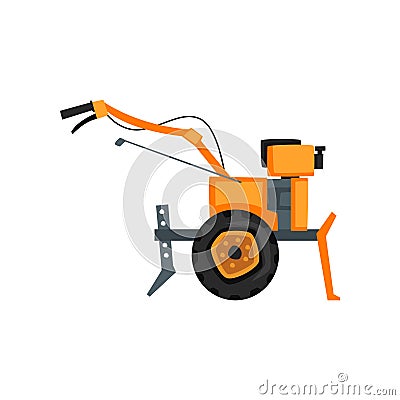 Motocultivator, agriculture machine, garden tiller vector Illustration on a white background Vector Illustration