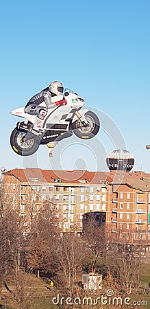 Hot air balloons motobyke MotoGP Editorial Stock Photo