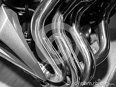 Motor bike detail, black and white color Stock Photo