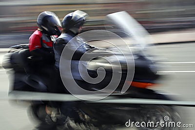 Motor Bike in Motion Stock Photo