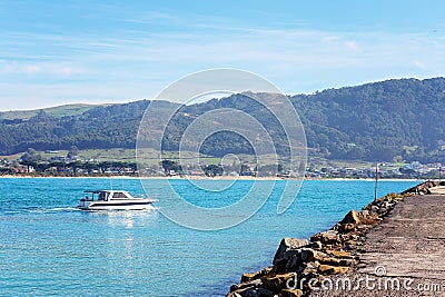 Motor Boat Going Fishing Stock Photo