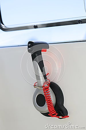 Motor boat throttle control close up Stock Photo