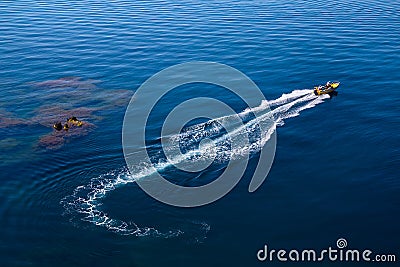 Motor boating on the sea Stock Photo