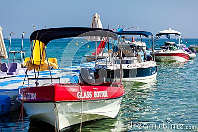 Motor boats in the sea port Editorial Stock Photo