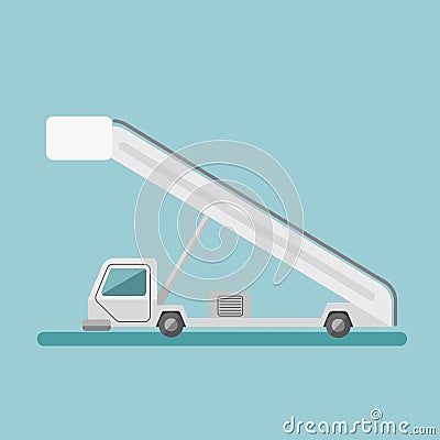Motor carried air stairs vector illustration. Airfield machine flat design Vector Illustration