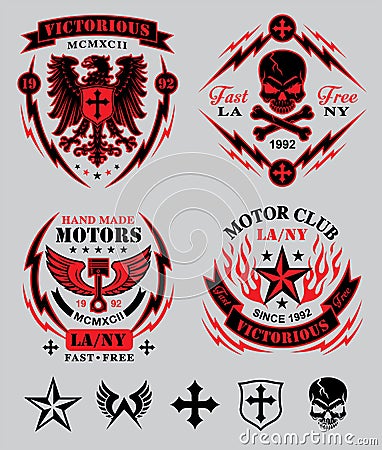 Motor club emblem set Vector Illustration