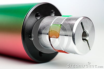 Motor coupling to reduce vibration and smooth start and running of mechanism. Stock Photo