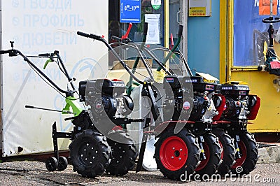 Motor Cultivators. Farmimg Equipment. Editorial Stock Photo