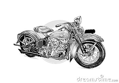 Motor cycle illustration drawing isolated art Cartoon Illustration