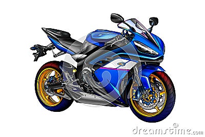 Motor cycle llustration color isolated art Stock Photo