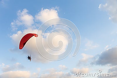 Motor hang glider in blue morning sky at desert Editorial Stock Photo