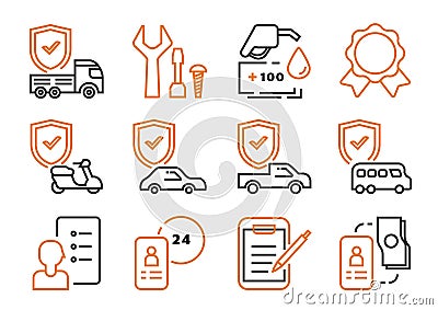 Motor leasing business icon set Vector Illustration