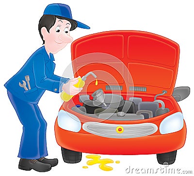 Motor mechanic Cartoon Illustration