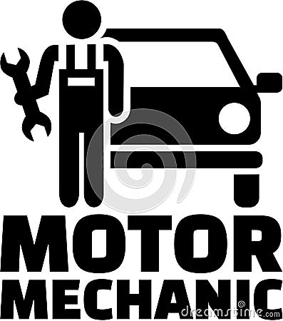 Motor mechanic icon with job title Vector Illustration