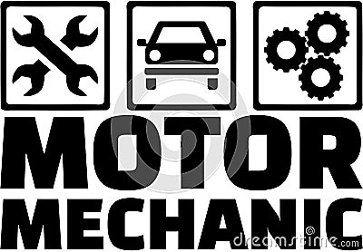 Motor mechanic icons with job title Vector Illustration