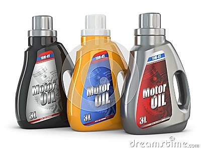 Motor oil canister on white isolated background. Stock Photo