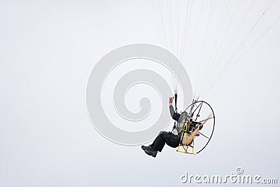 Motor powered paraglider closeup Stock Photo