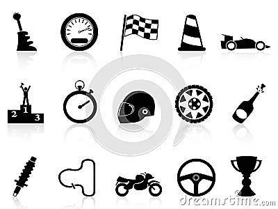 Motor race icons set Vector Illustration