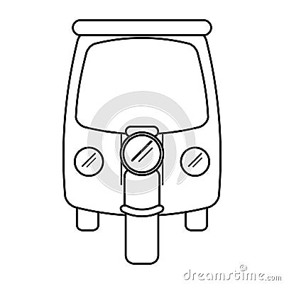 Motor rickshaw transport tricycle outline Vector Illustration