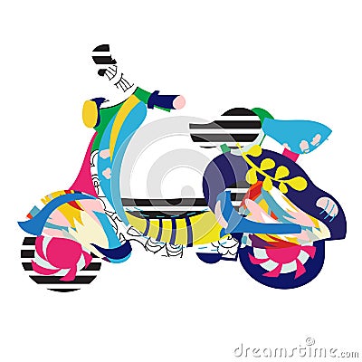 Motor scooter doodle Vector Illustration