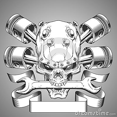 Motor skull emblem Stock Photo