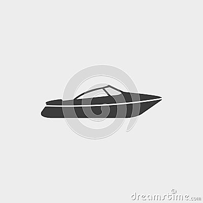 Motor Speed Boat icon in a flat design in black color. Vector illustration eps10 Cartoon Illustration