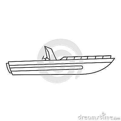 Motor speed boat icon, outline style Cartoon Illustration