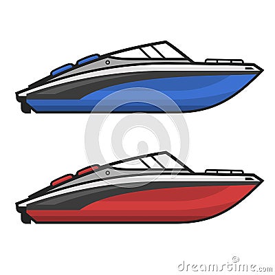 Motor Speed Boat Icon Set. Vector Vector Illustration