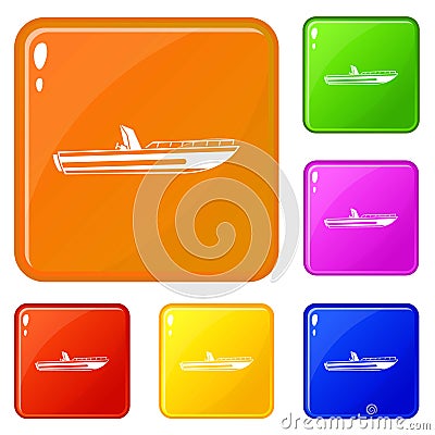 Motor speed boat icons set vector color Vector Illustration