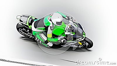 Green racing motorbike during a race Cartoon Illustration