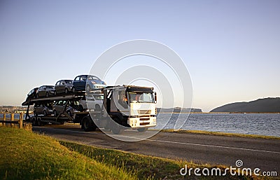 Motor vehicle carrier Stock Photo