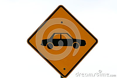 Motor vehicle road sign in yellow. Stock Photo