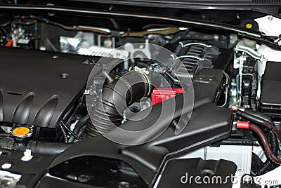 Motor vehicle under the hood Stock Photo