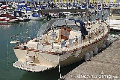 Motor yacht. Brighton Marina. UK Stock Photo