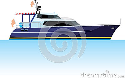 Motor yacht Vector Illustration