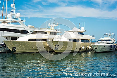 Motor-yachts in port Stock Photo