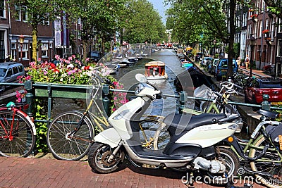 Motorbike in Amsterdam Editorial Stock Photo
