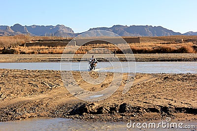 River crossing in southern Afghanistan Editorial Stock Photo