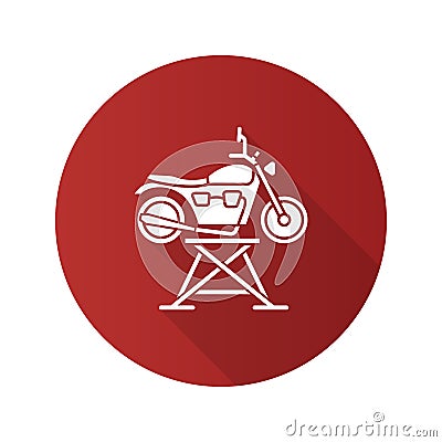 Motorbike jack flat design long shadow glyph icon Vector Illustration