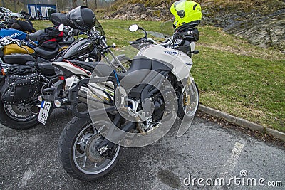 Motorbike meeting at fredriksten fortress, triumph tiger 1050 Editorial Stock Photo